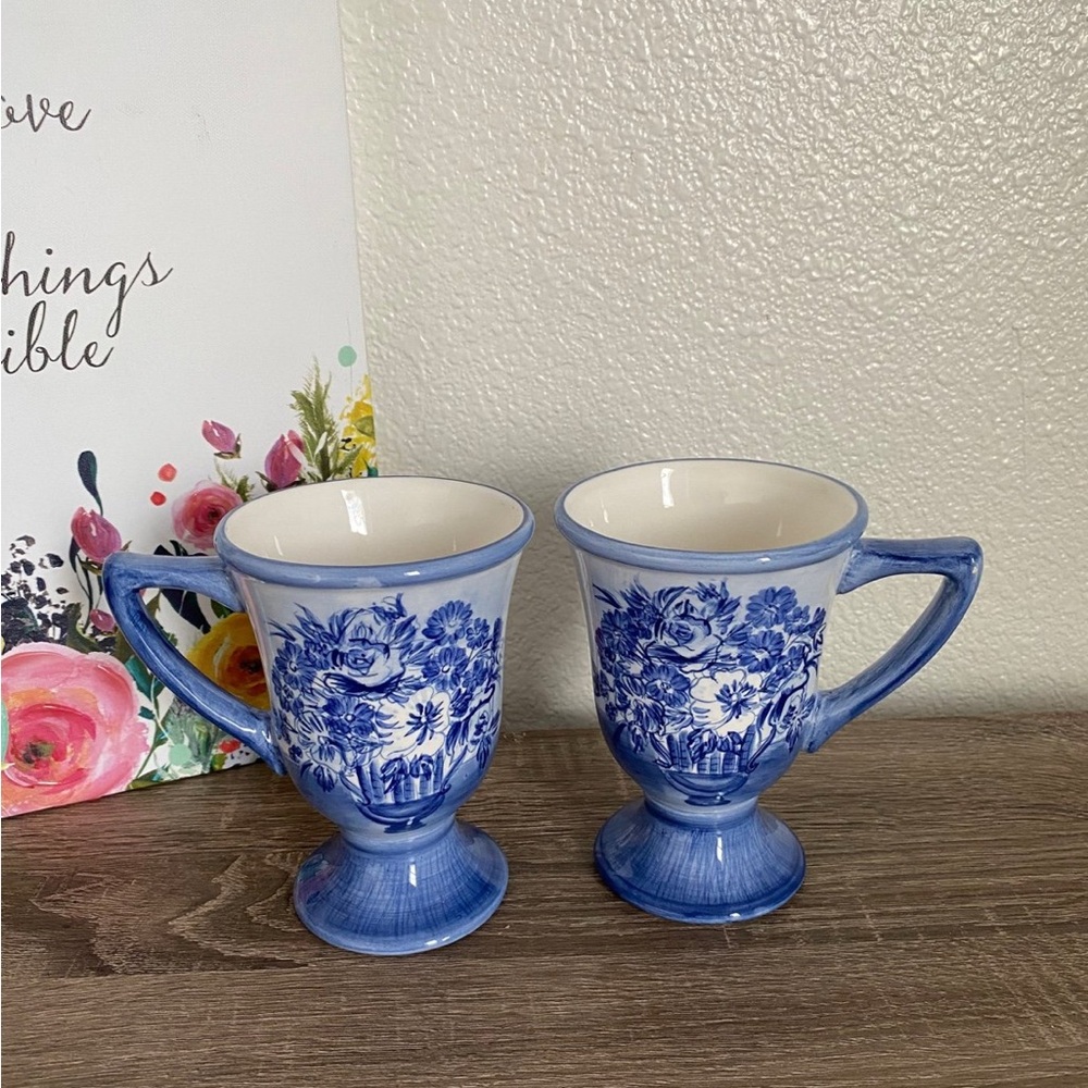 Artimino Tuscany Dawn Floral Handpainted Earthenwear Mugs/Set of 2